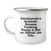 Funny Administrative Assistant Gifts from Friends - Inspirational Mug for Her - Cute Camping Mug with 'Freaking' genius Quote for Christmas Unique Gifts - Image 1